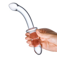 Ribbed 8" G-Spot Glass Dildo – Double-Ended Curved Pleasure Toy - Model #1