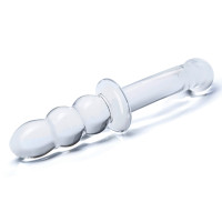 Ribbed 8" G-Spot Glass Dildo – Double-Ended Curved Pleasure Toy - Tip