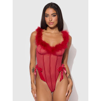 Plus Size Marilyn Mesh & Marabou Teddy - Front