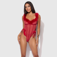 House of Desire Marilyn Mesh & Marabou Teddy - Front #2