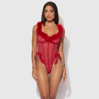 House of Desire Marilyn Mesh & Marabou Teddy - Front #3