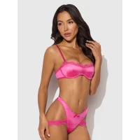 House of Desire Issadora Oilslick & Lace Push Up Bra & Strappy Back Tanga - Front