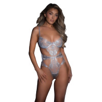 Silver Roma Lingerie Garden Of Eden Teddy - Front