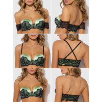 House of Desire Plus Size Lara Lace Strapless Push Up Bra & Tanga Set - Straps
