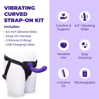 b-Vibe Vibrating Curved Strap-On Kit 6.5" Vibrating Silicone Dildo with Harness - Advert #1