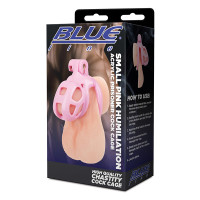 Blue Line Small Pink Humiliation Acrylic Prisoner Cock Cage - 3D Packaging