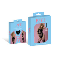 Black Magic Silk Love Rhinestone Crystal Gartered Body Stocking - Packaging