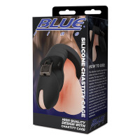 Blue Line Silicone Chastity Cock Cage - 3D Packaging