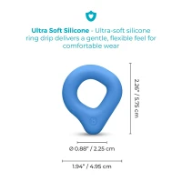 b-Vibe Flex Ring Drip Super Soft Silicone Secure Fit Cock Ring - Measurements