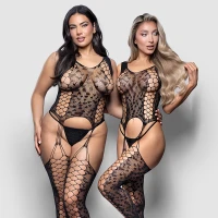 Love Letters Bodystocking with Knit Hearts Pattern and G-String