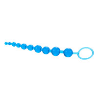 Blue CalExotics X-10 Jelly Anal Beads - Left