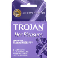 Trojan Her Pleasure  Lubricated Latex Condoms 3pk - Front