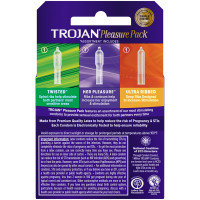 Trojan Pleasure Pack Lubricated Latex Condoms Variety Pack 3pk - Back
