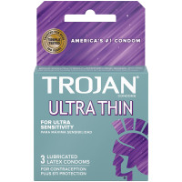 Trojan Ultra Thin Lubricated Latex Condoms 3pk - Front