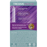 Trojan Ultra Thin Lubricated Latex Condoms 12pk - Back