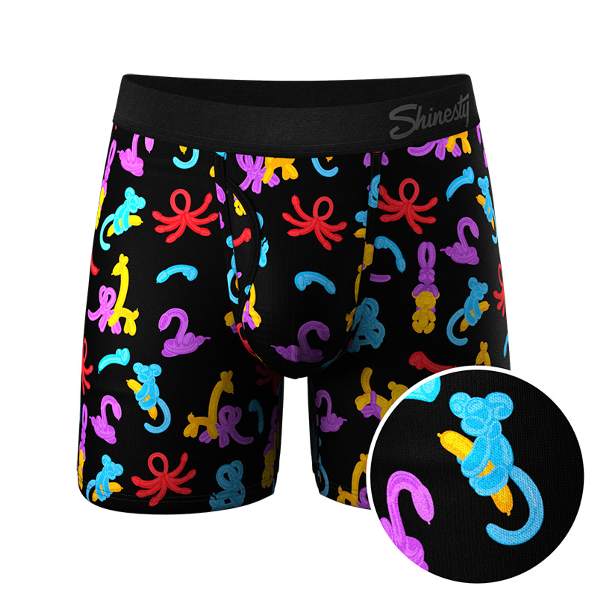 Shinesty The Knot Tonights Boxer - Balloon Animal Print Ball Hammock Pouch  Men's Underwear with Fly