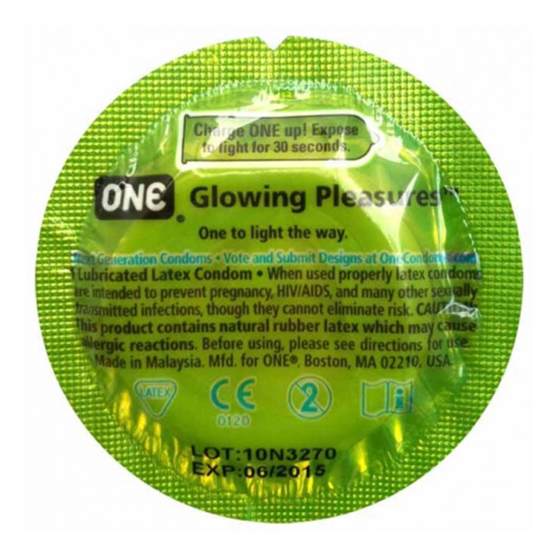 One Condom Glow In ONE Glowing Pleasures Condom