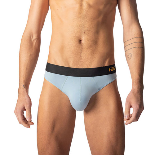 Light Blue Bike Athletic Active Thong Underwear - Front