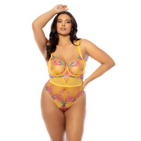 Oh La La Cheri Plus Size Elisabeth Embroidered Teddy