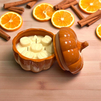 Organic Fall Scented Candle in a pumkin dish