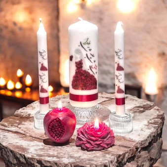 Yalda Night Candle Set – Pomegranate & Poetry Design (Farsi Calligraphy)