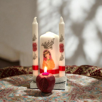 Yalda Night handmade Candle Set ,Persian Girl & Pomegranate Design