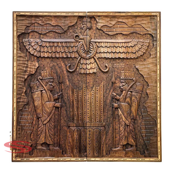 تخته نرد منبت کاری شده  و چوب گردو طرح سرباز هخامنشی با باکس اعلا