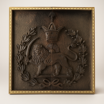 تخته نرد منبت کاری شده  و چوب گردو طرح شیر و خورشید با باکس اعلا