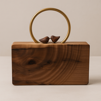 کیف چوبی مدل موج همراه با مرغ آمین با چوب گردو