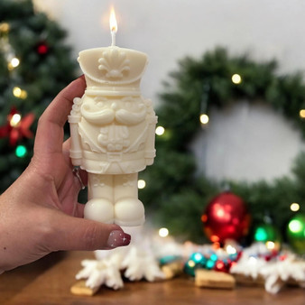 Handmade Nutcracker Candle – Festive Holiday Soldier Design with Natural Wax & Scent