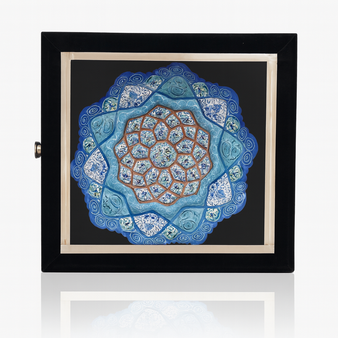 بشقاب میناکاری ۱۶  سانتی با جعبه جیر کد ۱۶۰۸