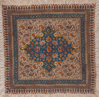 رومیزی قلمکار 80 در 80 سانتی متر -طرح ترنج زمردی - زابلیان اسپادانا