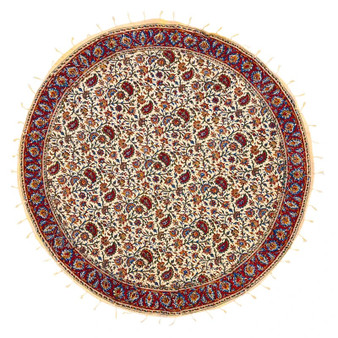 رومیزی قلمکار ممتاز  عطریان طرح بته جقه گرد 100 سانتی متری  کد 0007