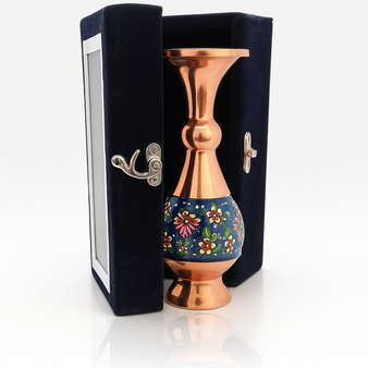 گلدان مس و پرداز سایز 16سانتی با جعبه  کد1603