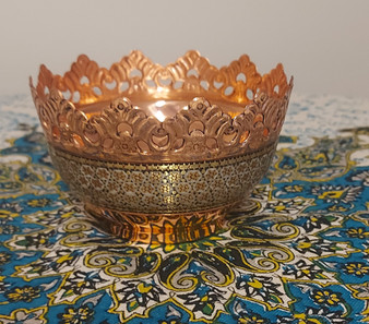 کاسه مسی خاتم، ارتفاع 15 و قطر 10 سانتیمتر