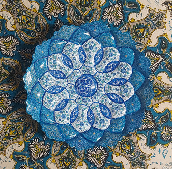 بشقاب مینا-گلبرگ آبی نیلوفر-قطر 25 سانتیمتر