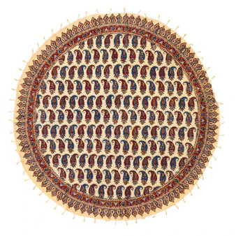 رومیزی قلمکار عطریان طرح بته قاجار گرد 100 سانتی متری  کد 0041