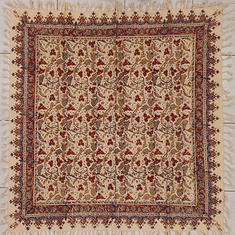 رومیزی قلمکار 100در 100سانتی متر -طرح بوته انگور- زابلیان اسپادانا