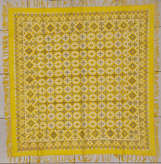 رومیزی قلمکار 100در 100سانتی متر -طرح گردونه مهر - زابلیان اسپادانا