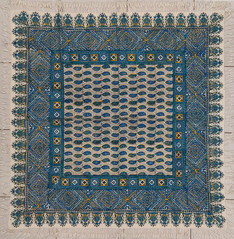 رومیزی قلمکار 100در 100سانتی متر -طرح مینای گنبد لاجورد- زابلیان اسپادانا