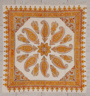 رومیزی قلمکار 100در 100سانتی متر -طرح ترنج سرو خمیده  - زابلیان اسپادانا