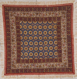 رومیزی قلمکار 100در 100سانتی متر -طرح قاب آینه یاقوت‌نشان - زابلیان اسپادانا