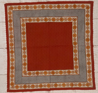 رومیزی قلمکار 100در 100سانتی متر -طرح زمینه فرش قرمز- زابلیان اسپادانا