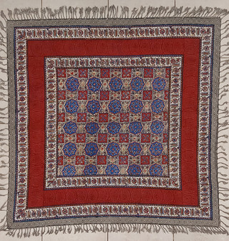 رومیزی قلمکار 100در 100سانتی متر -طرح ستاره چلیپا (هندسی)- زابلیان اسپادانا