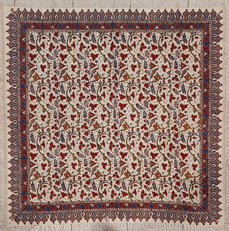 رومیزی قلمکار 120در 120سانتی متر -طرح «خوشه انگور»»- زابلیان اسپادانا