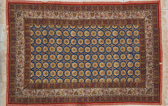 رومیزی قلمکار 100در 150سانتی متر -طرح قاب آینه یاقوت‌نشان- زابلیان اسپادانا