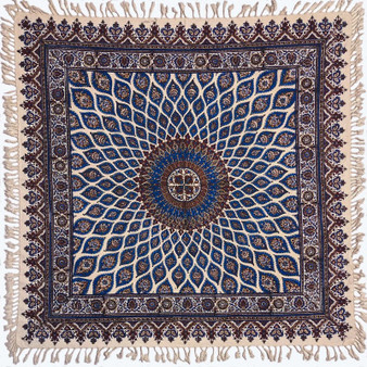 رومیزی قلمکار ممتاز اصفهان اثر عطريان طرح مسجد شیخ لطف اله  سایز  ۱۰۰*۱۰۰ سانتی متر  کد 0071