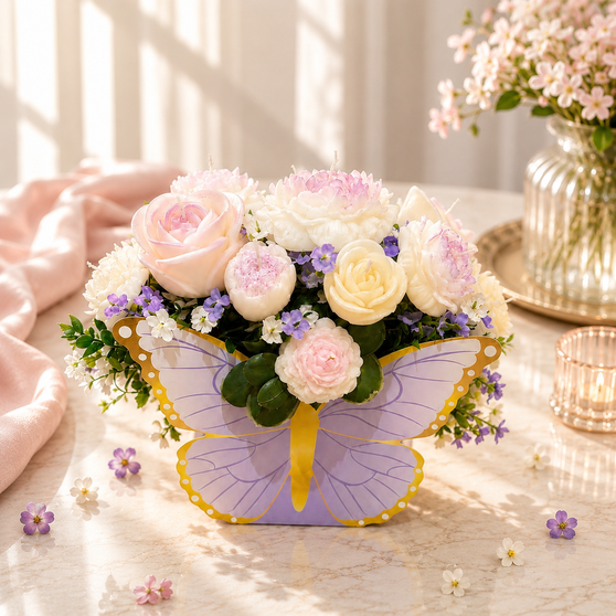 Handmade Butterfly Soy Candle Bouquet – Luxury Floral Arrangement with Natural Soy Wax