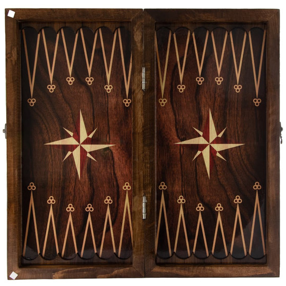 تخته نرد و شطرنج کلاف روس طرح گردو ستاره با کاور