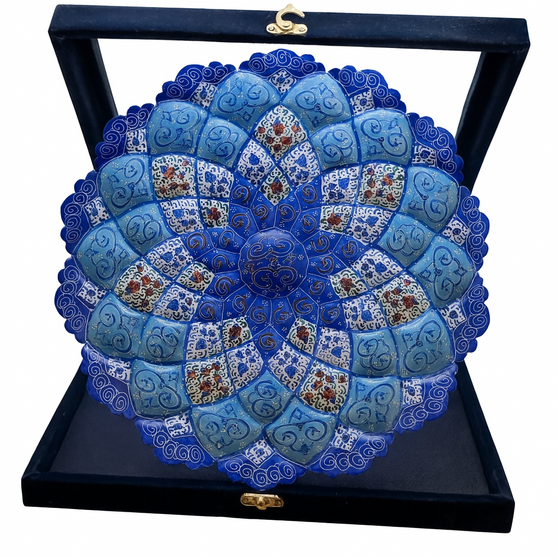 بشقاب میناکاری۳۰  سانتی با جعبه جیر کد ۳۰۰۳